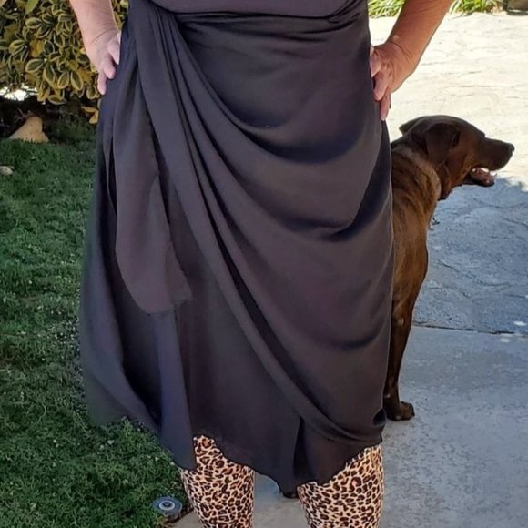 Goddess Size NWT Black 100% Silk Wrap Skirt, Fits 14-32/XL-5X, 72" Waist - Picture 5 of 5